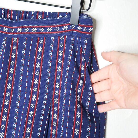Zink London Womens Wide Leg Pants Medium Blue Red Boho Western American Cropped - Picture 9 of 12